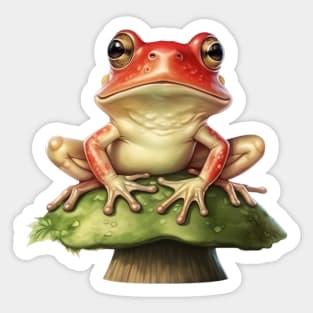 Cute Frog on Toadstool Sticker